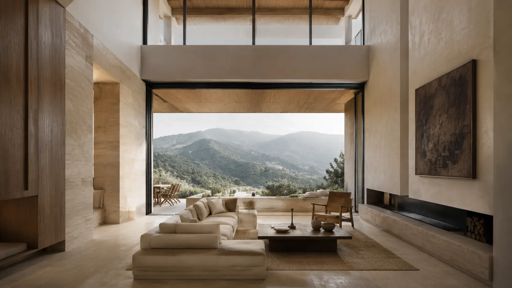 Sala contemporánea abierta a la Sierra Madre